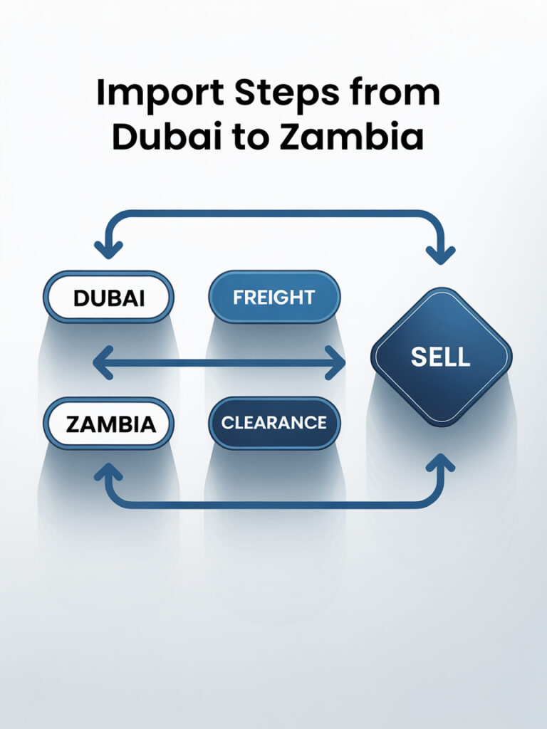 Import steps from Dubai to Zambia